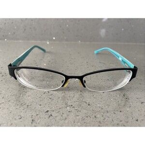 CHELSEA MORGAN Eyeglasses Frames ONLY Aqua Zebra Stripe HALF RIM 51-17-135